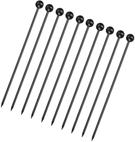 Cocktailspieße, 304 Edelstahl, Obstspieße, Martini-Spieße, Dessert-Spieße, 10 Stück (schwarz)