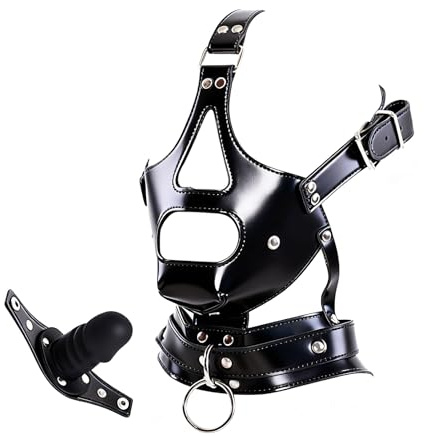 lovgrl Bondage Maske Ledermaske BDSM Fetisch SM Mask für Herren | Mundknebel Knebel Maske Verstellbare Leder Kopfmaske Sklave Penis Gag Mundspreizer Sex für Paare Männer