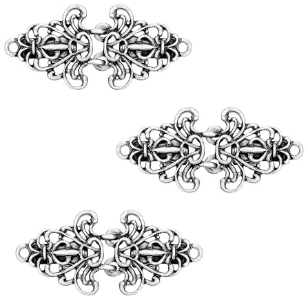 3 Pairs Silver Sweater Clasps, Retro Style Cinch Clip Design, Decorative Buttons for Cardigans, Practical Dress Clips to Stop Gaping, Elegant Metal Dress Clips for Clothing and Fashion Accessories
