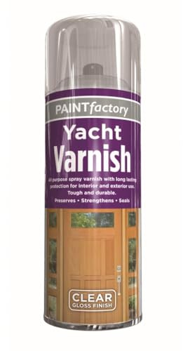 PF Yacht Varnish Spray 400ml – Durable Clear Protective Coating for Wood, Boats, Outdoor Furniture & DIY Projects – 1748PR