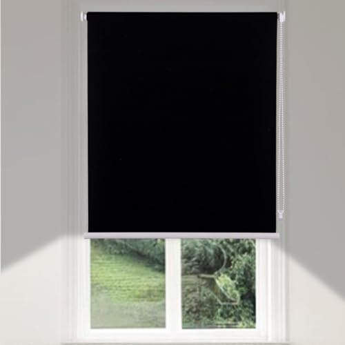 No Drill Blackout Roller Blinds Stick on Easy Fit Self Adhesive Shades | Thermal Insulated, 3-in-1 Install, UV Protection, Child Safe, Renter Friendly,for Bedroom Bathroom Nursery Window Door