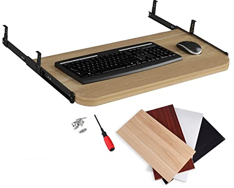 Smooth Gliding Keyboard Tray for Typing & Gaming - Under Desk Slide-Out Shelf with Adjustable Platform, Ergonomic Desk Extender for Enhanced Comfort and Control (Black 540mmx270mm)
