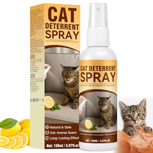 Damaile EU Cat Repellent Spray, Cat Deterrent Spray Indoor, 150ml Natural and Effective Anti Scratch Cats Sprays for Outdoor, Protect Sofas Rugs Furniture from Scratching, Chewing or Marking