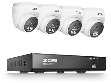 ZOSI 4K Kit Cámara de Vigilancia PoE, 8CH 8MP Grabador NVR (Ampliable a 16CH) con 4X C220 Cámara Seguridad Interior y Exterior, Detección de Persona, Visión Nocturna, sin Disco Duro