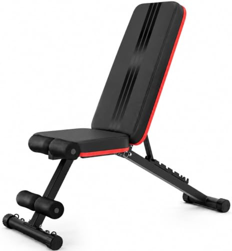 Banc de Musculation Pliable - Réglages Multiples 8 Positions - Développé Couché Inclinable Déclinable - Appareil Maison Compact - Chaise avec Dossier Confort – Support 300 kg