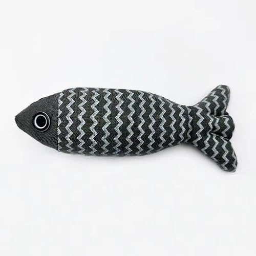 STCCNB Self-play Cat Toy Simulation Fish Catnip Plush Pillow, Teething Chew Toy for Kittens, Interactive Cat Wand, Daily Pet Supplies，navy blue：21 * 8cm