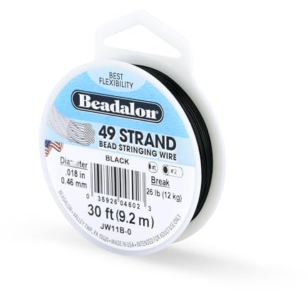Beadalon 49 Strand Stainless Steel Beading Wire, Black - .018in/0.46mm