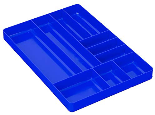 Ernst MFG 10 Compartment Drawer Organizer: Heavy Duty Stackable Tray for Automotive Garage Tool Organization - Low-Profile Toolbox Storage - Nuts and Bolts, Tools, Parts, Easy to Clean - Blue