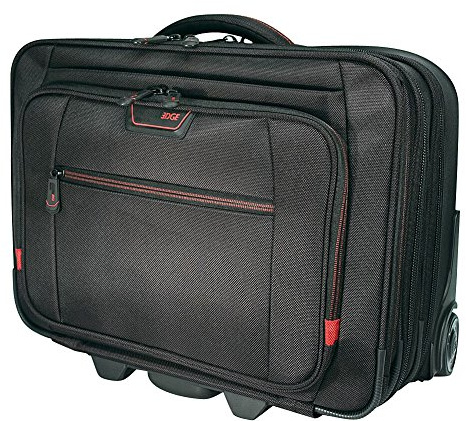 Mobile Edge Professional Rolling Laptop Case, Durable, Designed for Men, Women, Business, Travel, 17.3 Inch, Adjustable Laptop Section, Clothes Section, Telescoping Handle, Black, MEPRC1