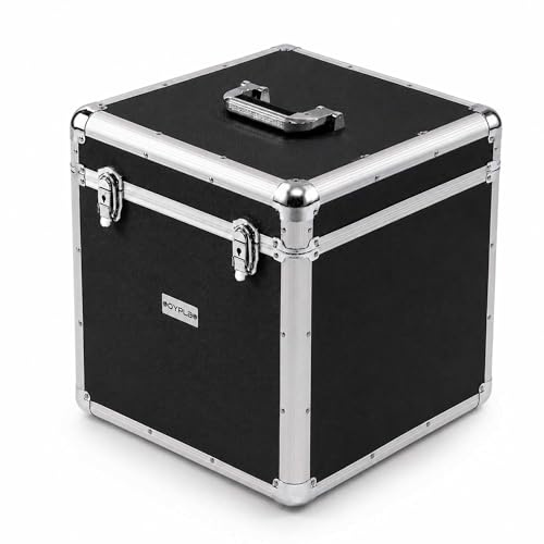 Oypla 100 x 12 LP Vinyl Record Box Hard DJ Flight Case Aluminium - Black