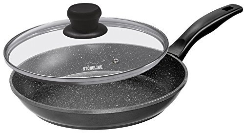 Stoneline Bratpfanne 26 cm, mit Griff, Induktion, Aluguss, Pfanne mit echten Steinpartikeln beschichtet, Ohne Fett oder Öl kochen, braten und schmoren