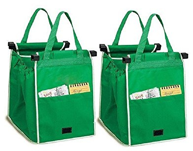 MiYan Einkaufstasche, faltbar, wiederverwendbar, recycelt, Supermarkt-Beutel mit Clips, einfach und praktisch, 5,1 cm Set
