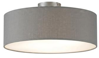 meineWunschleuchte Decken-Leuchte Stoff in Braun-Grau | Ø 40cm, 3x E14, Schirm rund, Satinierte Abdeckung, Blendfreies Licht, für Schlafzimmer & Wohnzimmer