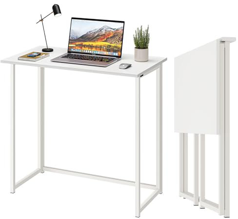 Dripex Faltbar Tisch Kleiner Schreibtisch klappbar 80 x 45 cm Keine Montage Computertisch Platzsparender Tisch für Homeoffice Arbeitszimmer PC (Weiß)
