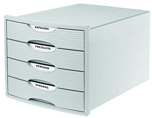 HAN Schubladenbox MONITOR – innovatives, attraktives Design in höchster Qualität. Mit 4 geschlossenen Schubladen für DIN A4/C4, Ablagebox exklusiv bei AMAZON erhältlich, weiß, 1001-12