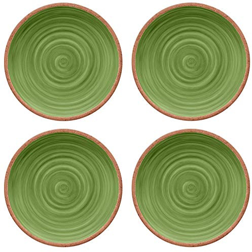 Juego de platos de melamina verde rústico (4)