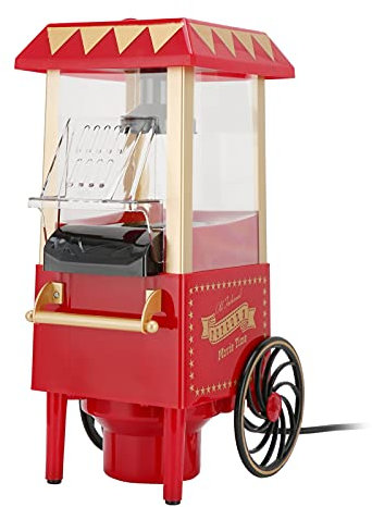 Machine à Popcorn, Machine à Popcorn à la Maison, Machine à Pop-corn à Air Chaud avec Modèle de Cheval Rétro Machine à Pop-corn Automatique Compacte pour Maison Collations Cadeau D'anniversaire(EU)
