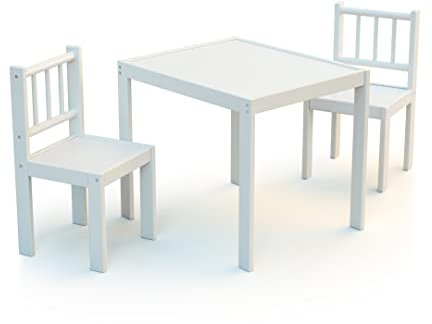 WEBABY - Set aus 1 Tisch + 2 Stühlen Weiß