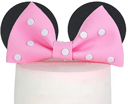 Mouse Cake Topper Bow and Ears for Birthday (New pink)