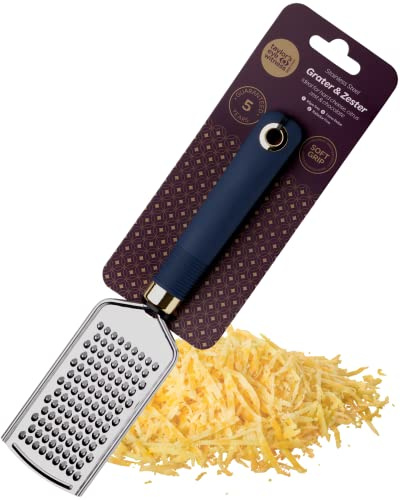 Grattugia da cucina con manico in acciaio inox, lavabile in lavastoviglie. Zester per formaggi a pasta dura, limone, lime, cioccolato, noce moscata, aglio e zenzero.