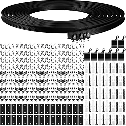 Jetec Vorhangschienen für Decke, flexible bieg- und wandmontierbare Schiene, gebogen, für Wohnzimmer, Schlafzimmer, Raumteiler oder Wohnmobil (10 Meter, Schwarz)