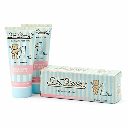 Dr. Bauer's baby-tandkräm, barntandkräm första kärlek söta bär utan fluor, 2-pack (2 x 50 ml)