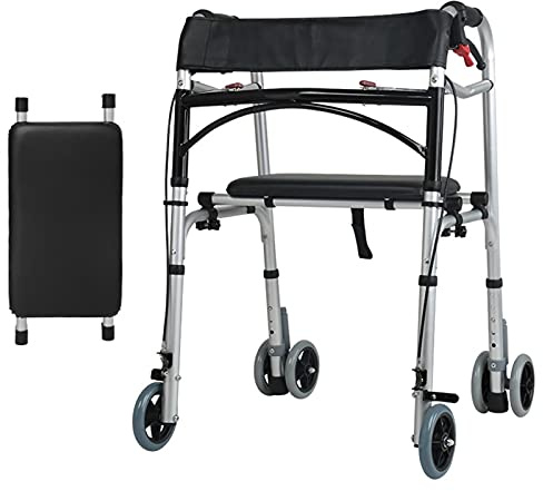 TRFAN Andador con Ruedas para Personas Mayores Aluminio Liviano, Andador de Pie con Freno de Mano para Hombres Mujeres Adultos de 6'5/6'3, Carga 180KG (Color : Andador con 4 Ruedas) (Andador con 6