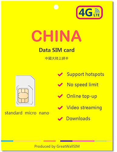 Carta SIM dati Cina - Dati illimitati 5G/4G 90 giorni per la Cina continentale