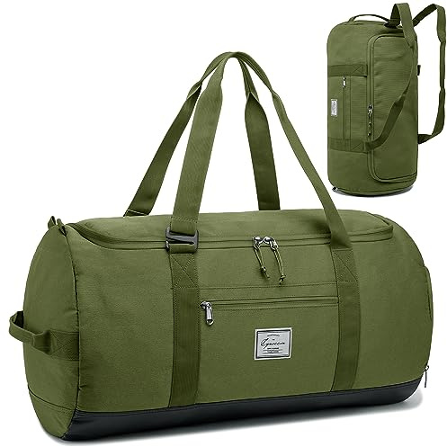 Lyweem Rese-duffelväska för män, 60 l stor sportväska, weekendväska, övernattningsväska för kvinnor, multifunktionell unisex, gymväskor med fack för kvinnor, grön, 60L US, Resor, camping, natt, helg