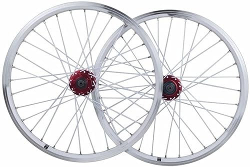 ZECHAO Faltbarer Fahrrad-Radsatz 20 Zoll BMX Radrad Räder Fahrradrad Doppelschicht Legierung Rim Disc/V-Bremse QR 7-10. Geschwindigkeit Wheelset (Color : White, Size : 20inch)