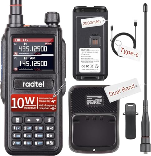 Radtel RT-470 10 Watt Tri-Band Radio 256CH Air Band Walkie Talkie with Air Band Reception NOAA FM Radio Receive (RT-470)