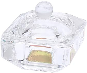 2pcs Coupelle à Ongles en Verre Octogonale avec Couvercle | Format Mini, pour Liquide Acrylique et Poudre, Usage Personnel ou Salon, Pratique à Transporter