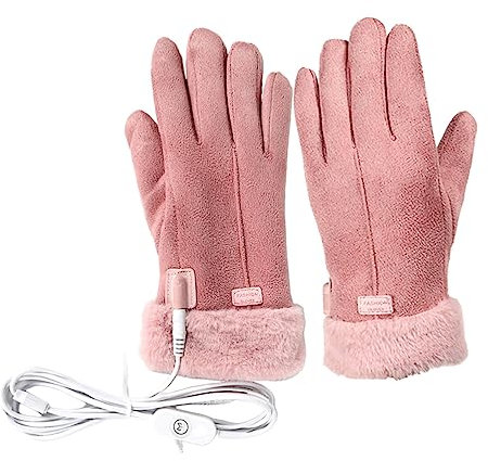 Yardwe Beheizbare Handschuhe USB Für Damen Herren Thermohandschuhe Lederhandschuhe Winterhandschuhe Warme Skihandschuhe Winddichte Tragbare