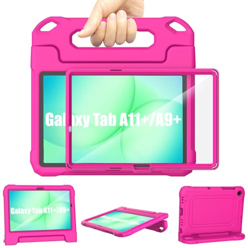 TrendGate Kids Case for Samsung Galaxy Tab A11+/A9 Plus 11'' 2025/2023-Pink | Lightweight, Shockproof, Soft, EVA, with Screen Protector and Dual Angle Handle Stand, Full/Drop Protection, Kid-proof