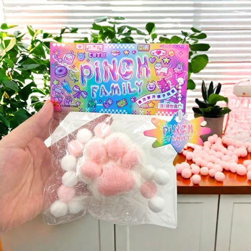 Squeeze Spielzeug, Katzenpfoten Quetschspielzeug mit Bällen Lustig, Squishy Cat Toy, Kawaii Flauschige Sensorische Spielzeug, Anti Stress Spielzeug, zum Konzentrieren, Angst Relief