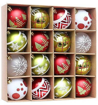16 exquisite grün-weiße Weihnachtskugel-Ornamente schaffen festliche Atmosphäre zu Hause Offces saisonale Dekoration