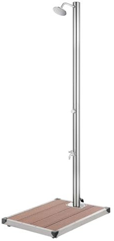 Bulliing Gartendusche mit Brauner Gartendusche Outdoor Dusche Garten AußEndusche Bodenplatte 220 cm Edelstahl