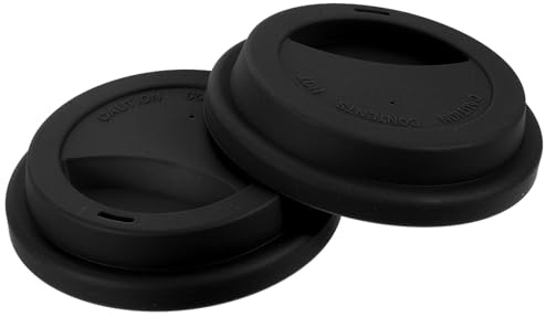 sourcing map 4Pcs 3.31-3.38 Silicone Cup Lids, Drinking Lid Reusable Sealed Mug Lid for Ceramic or Glass Coffee Mug Spill-Proof, Durable Coffee Cup Covers, Black