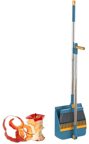 Escoba recogedor de habitación, recogedor de escoba de cocina, juego de recogedor para el hogar, recogedor de pie con diseño de escoba de pie a prueba de dobleces para uso en cocinas, habitaciones y