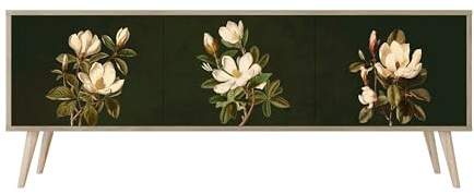 Healancy Biomedical TV Schrank mit 3 Türen - Kommode - Fernsehschrank - Lowboard - Fernsehtisch - Wohnzimmer Möbel - Board mit Stauraum - Tisch - Sideboard - Fernsehrregal Riva-Eiche