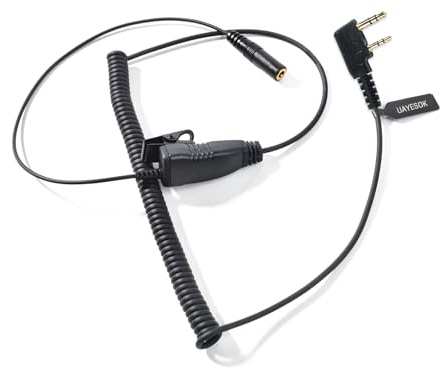 UAYESOK Walkie Talkie Headset Adapter, K 2 Pin zu 3.5mm Kopfhörer Funkgerät Audio Adapter mit PTT Mikrofon für Baofeng UV5R 888S UV82 Kenwood TK-3501 TK-3701 Quansheng Zweiwege Funk