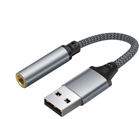 Adaptador de audio USB jack de 3,5 mm, adaptador de audio USB jack de 3,5 mm, cable jack tarjeta de sonido estéreo, cable de audio estéreo, chip de decodificación integrado, convertidor estéreo