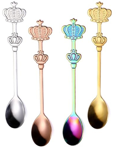 TPZORJX 4PCS Set cuillere a cafe,petite cuillère,petite cuillère à dessert,cuillères,De Cuillères À Beignets pour du Thé Glacé,cuillere nutella, des Cocktails Ou du Café