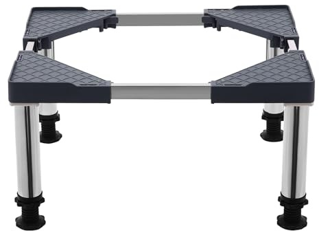 Waschmaschinensockel mit 4 Edelstahl-Saugnapf-Füßen, einstellbare Höhe 29-31cm Waschmaschinensockel Kühlschrankständer für Kühlschrank, Trockner, Waschmaschine, einstellbare Breite 42-65cm