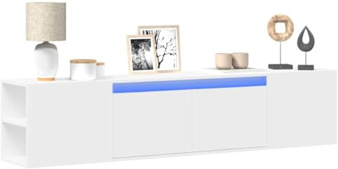 Gecheer Meuble TV mural avec lumière LED blanche 180 x 31 x 39,5 cm, meuble de salon, chambre à coucher, salon