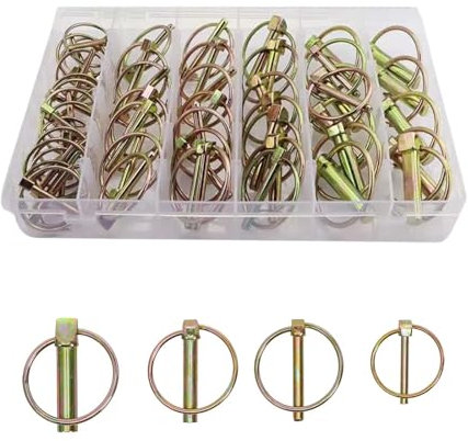 50 pezzi Coppiglie, Coppiglie per il fissaggio,Perni divisi, in scatola, spille di sicurezza zincate, spille di sicurezza, spille di trazione O-pin, adatte per rimorchi, trattori, veicoli agricoli