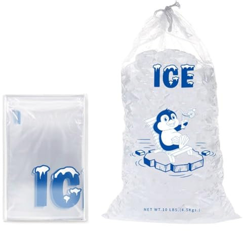 Glixoft Bolsas De Hielo con Cordón, Bolsas De Hielo Reutilizables, Bolsas De Cubitos De Hielo, Organizador De Almacenamiento para Congelador, para Acampar, Picnics, Actividades Aire Libre, 10 Uds.