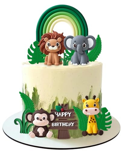 JeVenis Safari Baby Shower Cake Decoration Safari Animals Cake Decorations | Wild One Cake Decoration Two Wild Cake Topper Giraffe Monkey Cake Topper