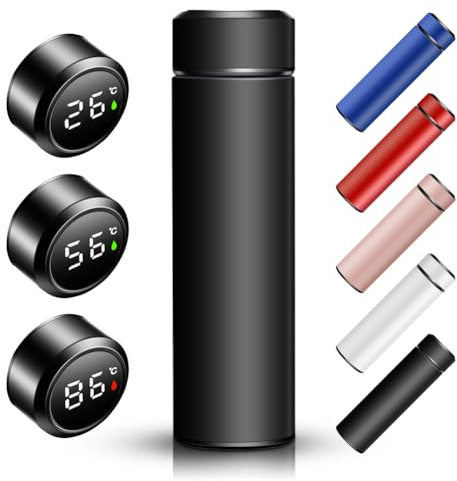 Termosflaska 0,5 l vakuum isoleringskopp, vattenflaska, vattenflaska i 304/316 rostfritt stål, LED-pekskärm, temperaturdisplay rostfritt stål, termosflaskor, läckagesäker BPA-fri för hem, kontor