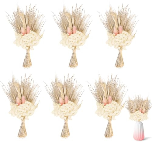 Set de Pequeño Ramos de Flores Secas, 6 Mini Flores Secas Decoracion Naturales para Regalos de Bricolaje, Manualidades, Decoraciones para Bodas y Fiestas